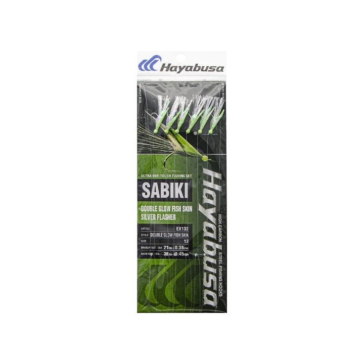 Hayabusa Sabiki EX 132 Double Glow Fish Skin Silver Flasher