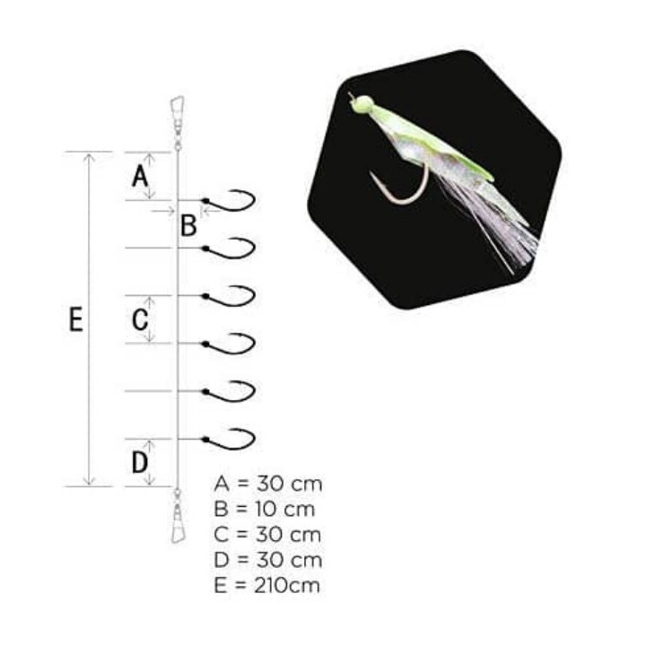Hayabusa Sabiki EX 132 Double Glow Fish Skin Silver Flasher