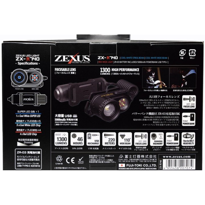 Zexus ZX-R740 1300 Lumin Rechargeable Headlamp