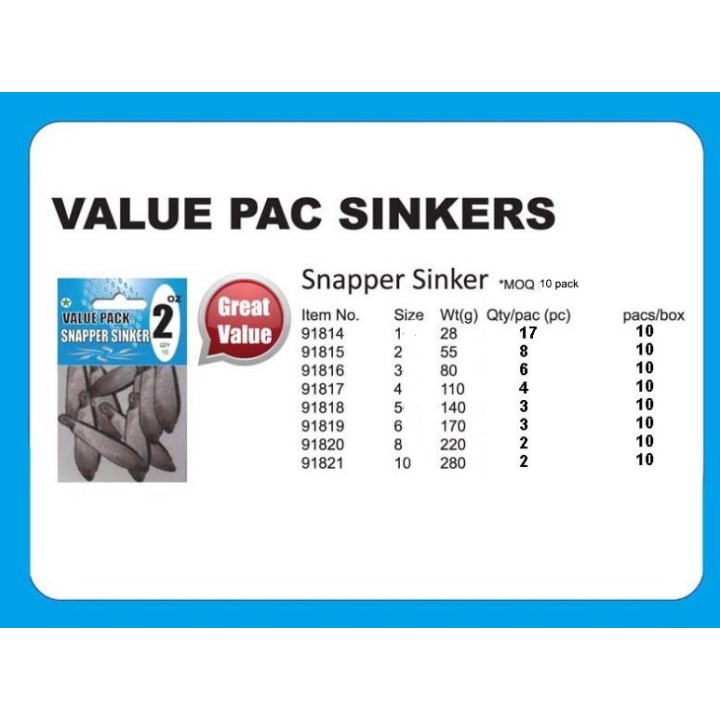 Value Pack Sinker Snapper