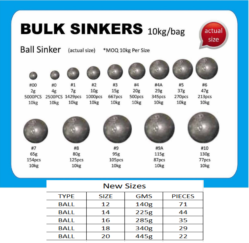 Bulk sinkers Ball 10kg - Viva Fishing Australia