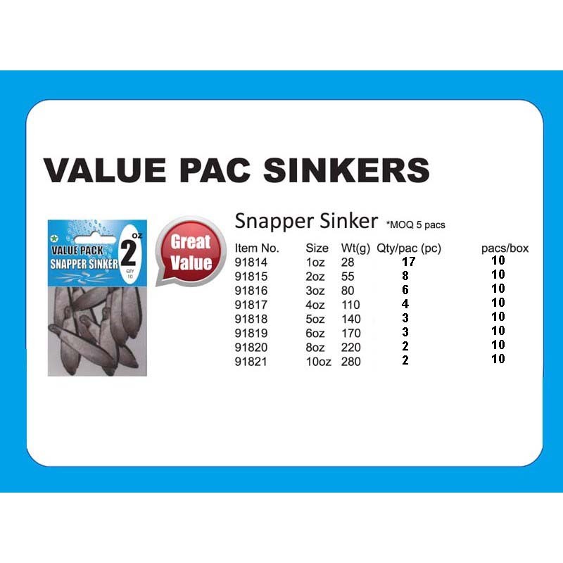 Value Pack Sinker Snapper Viva Fishing Australia