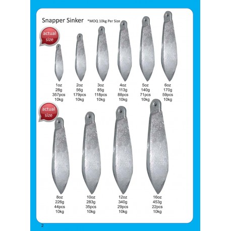 Bulk sinkers Snapper 10kg - Viva Fishing Australia