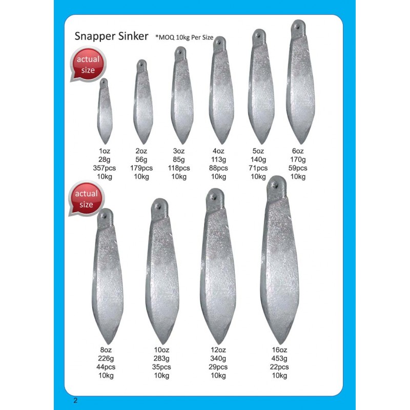 Bulk sinkers Snapper 10kg - Viva Fishing Australia