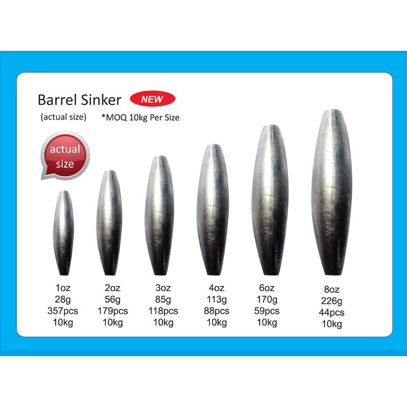 Bulk sinkers Barrel 10kg Viva Fishing Australia