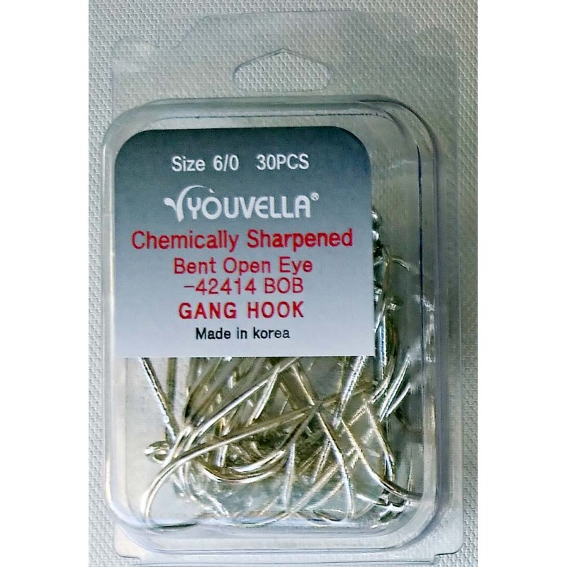 Youvella Gang Hook Value pac Box 30 Bent Open Eye - Viva Fishing