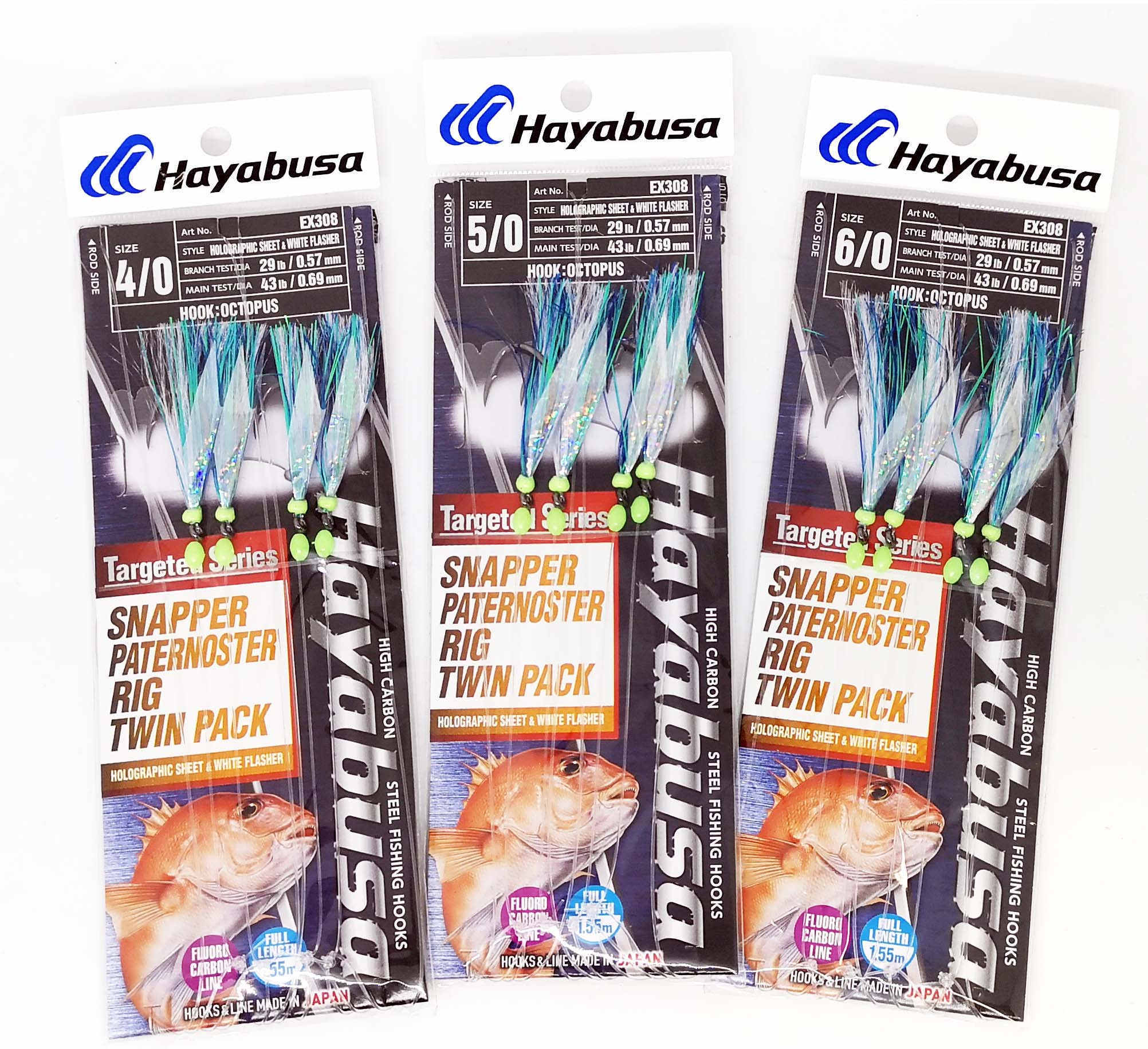 Hayabusa Snapper Paternoster Flasher Rig Twin Pack EX306 